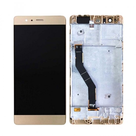 Οθόνη LCD OLED με Μηχανισμό Αφής με Πλαίσιο για Huawei P9 Plus - Χρώμα: Χρυσό
