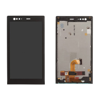 LCD Complete with Frame for Sony Xperia P LT22 - Color: Black