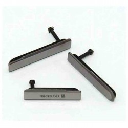 Κάλυμμα Θύρας Σετ 3 σε 1 / Plastic Flap Covers Set για Sony Xperia Z1 Mini - Χρώμα: Μαύρο