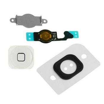 Home Button and Flex and Rubber Set Complete for iPhone 5G - Color: White