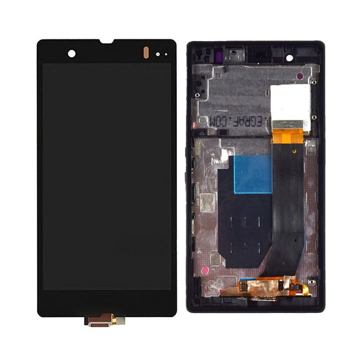 LCD Complete with Frame for Sony Xperia Z  - Color: Black