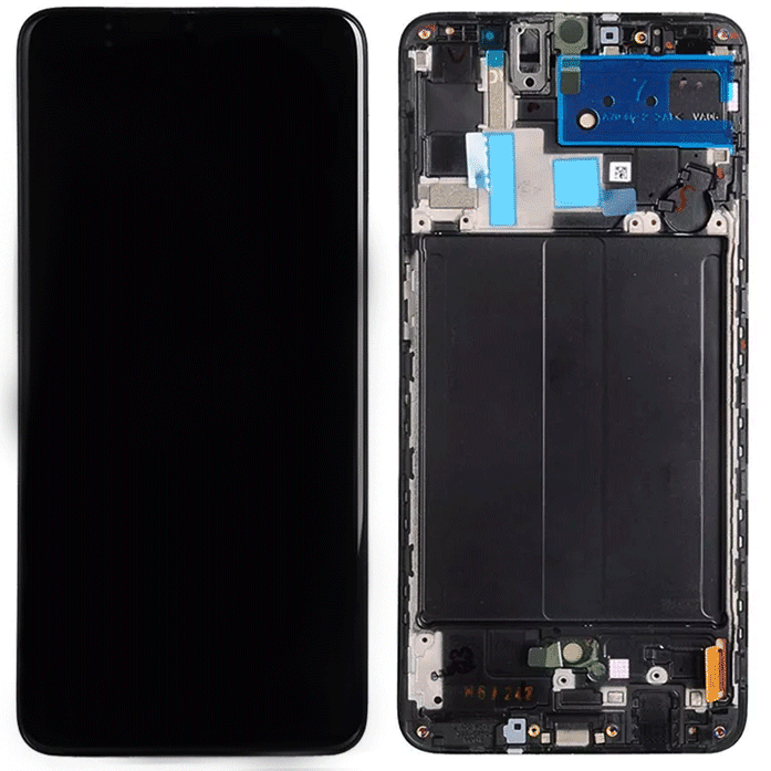 OLED LCD Display With Touch Mechanism And Frame For Samsung Galaxy A70 (A705F) Color: Black