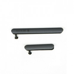 Κάλυμμα Θύρας Σετ 2 σε 1 / USB Charging Port Dust Plug / Cover Flap για Sony Xperia Z3 - Χρώμα: Μαύρο