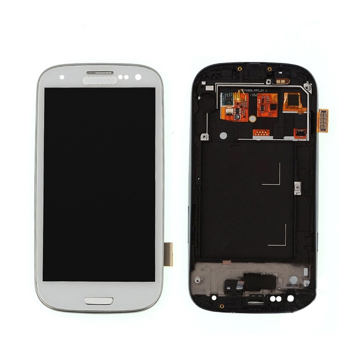Complete LCD with Frame for Samsung Galaxy S3 Mini i8190 - Color: White