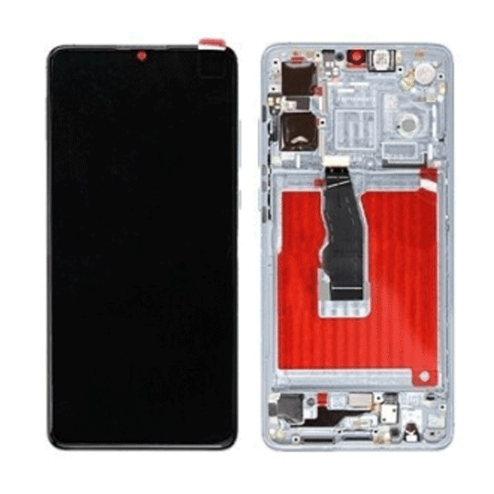 LCD TFT  Screen with Touch Mechanism with Frame for Huawei P30  - Color: White