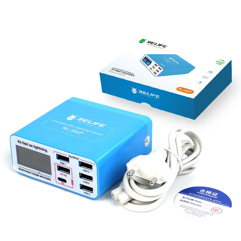 RELIFE RL-304P Smart 6-port digital display lightning charger