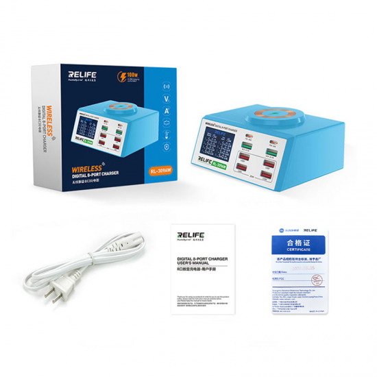 RELIFE RL-309AW Wireless digital display 8-port charger RELIFE RL-309AW Wireless digital display 8-port charger