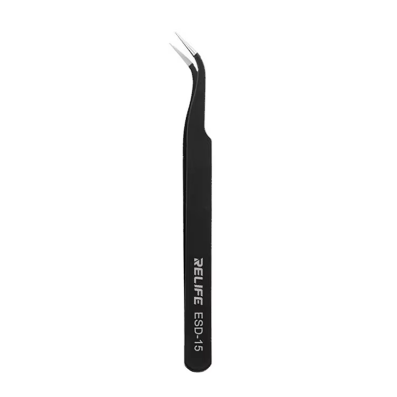 RELIFE RL-ESD-15 Black Anti-Static Straight Tweezers